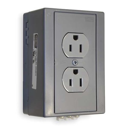 Duplex Straight Blade Receptacle, 5-15R, 15 A, 125V AC, 2 Pole, 3 Wire, Surface Mount, Grounded