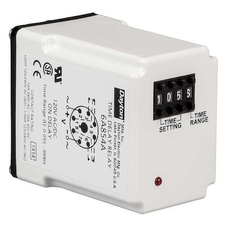 Single Function Time Delay Relay, Octal, On Delay, 1 Functions 120V AC/DC, DPDT
