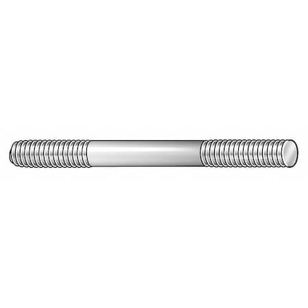 Double-End Threaded Stud, 1/4"-20 Thread to 1/4"-20 Thread, 4 in, 18-8 Stainless Steel, Plain, 2 PK