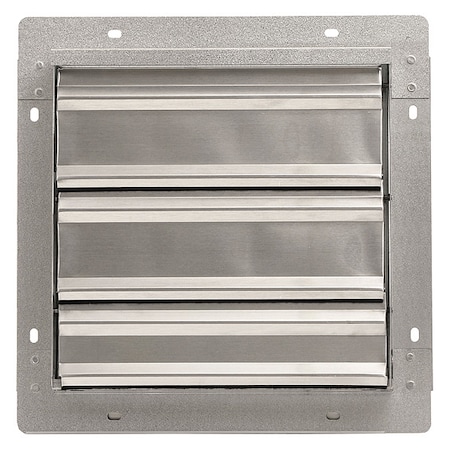 12 in 15"H-W 5.75"L Alu Wall Backdraft Dampr, 12-1/2 in x 12-1/2 in, Aluminum