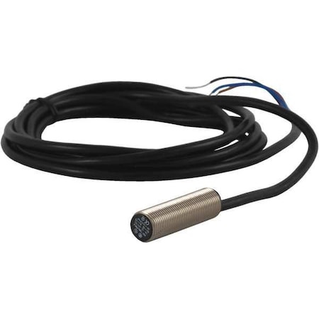 Cylindrical, Inductive Proximity Sensor, 12 mm Dia., Brass, 2 m, Bare Wire, 3 Wires, Shielded