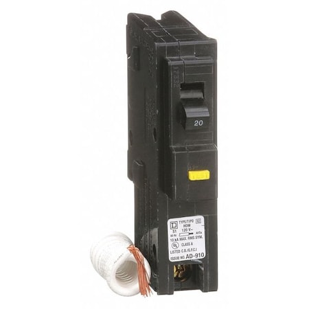 Miniature Circuit Breaker, HOMELINE Series, 20A, 1 Pole, 120V AC, 10kA at 120V AC, A Curve