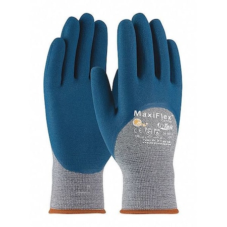 Coated Gloves, Foam Nitrile, Foam, 3/4 Dip, 2 Abrasion Level, Blue/Gray, XL 12 PK
