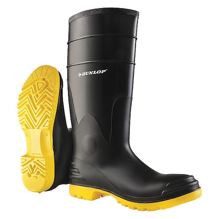 Men's Dunlop Rubber Boot, Steel Toe, 16" Height, Black, 13