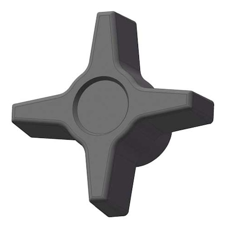 Four Prong Knob, 3/8-16 Thread Size, 1.125"L, Blind Tap, Steel