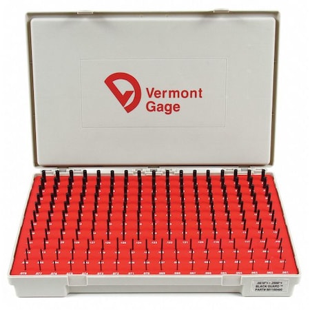 Pin Gage Set,Plus,0.061-0.250 In,Black