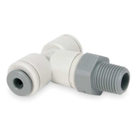 Push-Fit Tee Fitting, 3/8 in Tube Size, Acetal, Gray, 10 PK