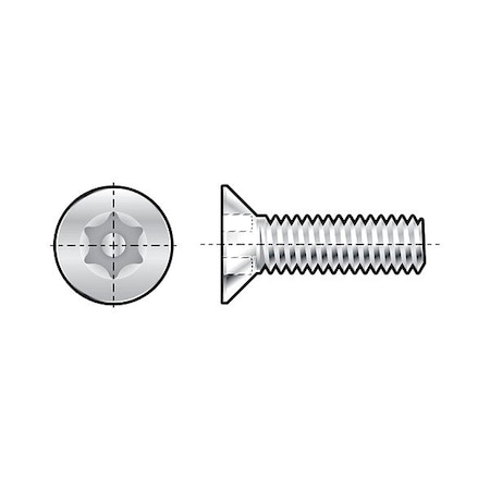 #10-32 x 3/4 in Torx Flat Tamper Resistant Screw, Plain Finish, 18-8 Stainless Steel, 25 PK