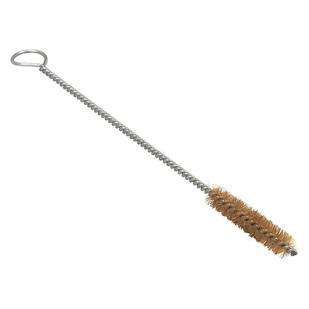 Tube and Pipe Brush, 5 in L Handle, 1 in L Brush, Tan, Brass, 6 in L Overall, 12 PK