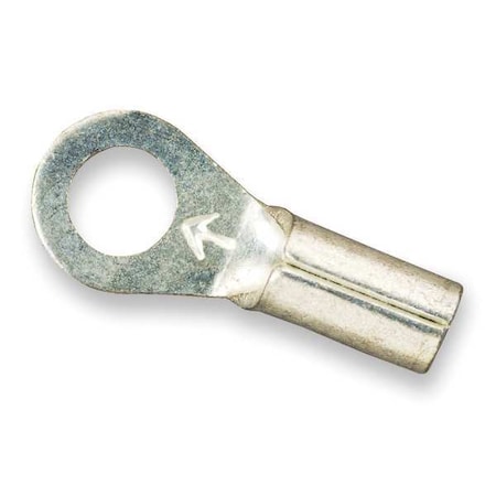 Ring Terminal, #8 Stud Size, 14 AWG, 600 V, Bare Insulated, Bare, Crimp Termination Only, 100 PK