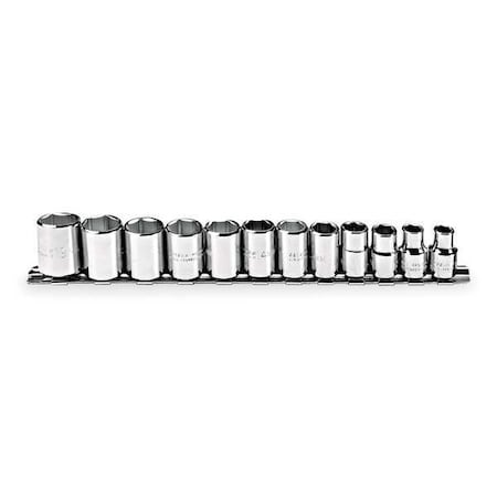 3/8" Drive Socket Set, Metric, 12pcs, Socket Set,Chrome,8 mm to 19 mm,6Pt