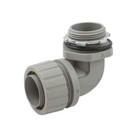 Conduit Fitting Connector, 1-1/4 in, Liquid-Tight, Nylon, Gray