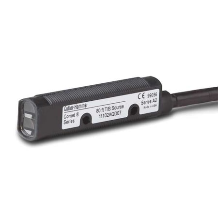 Through-Beam Photoelectric Sensor Transmitter, Bare Wire, Right Angle, Cylindrical, Selectable Light On/Dark On, NPN