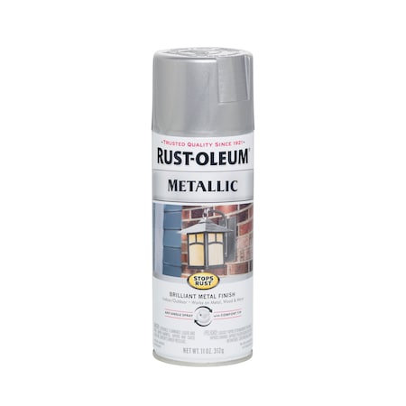 Metallic Spray Paint, Silver, Metallic, Solvent, 11 oz