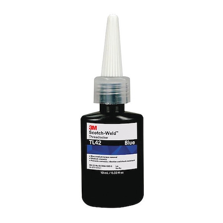 Threadlocker, 3M Scotch-Weld TL42, Blue, Medium, Liquid, 0.34 fl oz, Bottle