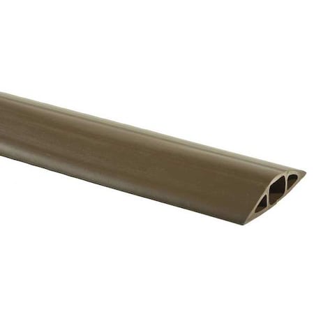 Cable Protector, 3/4 in H, 5 ft L, 3 in W, 1 Channel, PVC, Brown