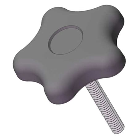Star Knob with Screw, 5/16-18 Thread Size, 1.50"L, Steel