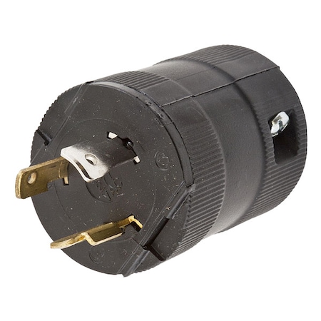 Locking Plug, L7-20P, 20 A, 277V AC, Single Phase, 2 Pole, Screw Terminals, Black