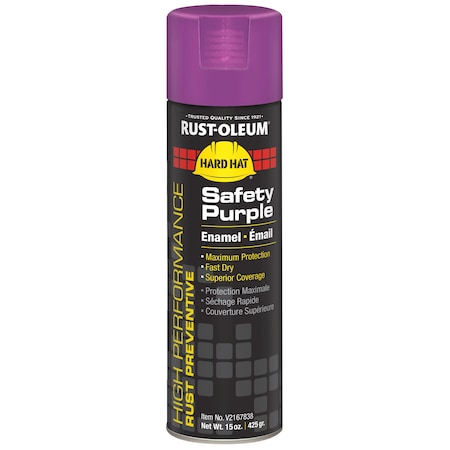 Rust Preventative Spray Paint, Safety Purple, Gloss, Solvent, 15 oz