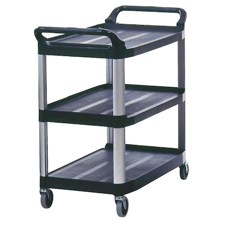Dual-Handle Utility Cart with Lipped Plastic Shelves, Plastic, 300 lb Load Capacity, 3 Shelves