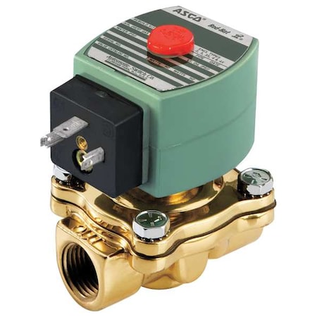 Solenoid Valve, 2-Way, 2-Position, Normally Closed, 1-1/2 in Pipe Size, 24V DC, High Flow, Brass