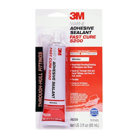 Non-Shrinking Polyurethane Adhesive Sealant, 3 oz, White, Temp Range -40 to 190 Degrees F