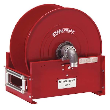 Spring Return Hose Reel, 1 1/2 in Hose Diameter, 50 ft Length, 600 psi Max. Pressure, Aluminum, Red
