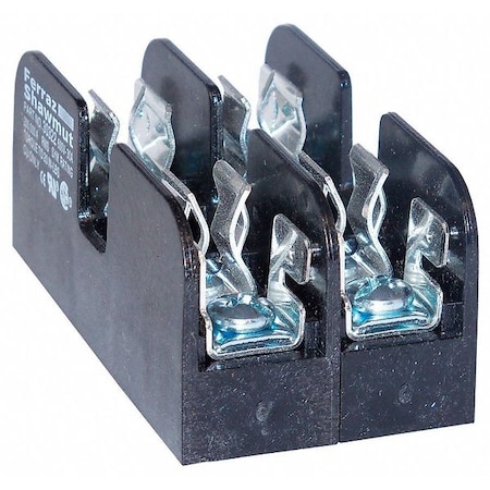 Open Fuse Block, 0 to 30A Amp Range, 600V AC/DC Volt Rating, 2 Poles, Pressure Plate