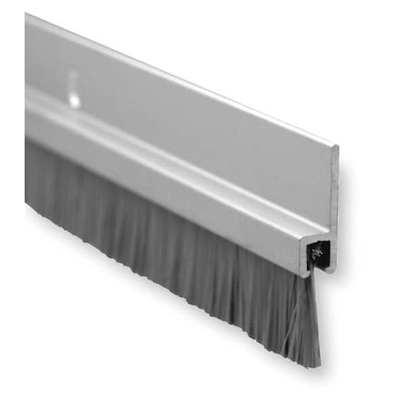Door Sweep, Brush Insert, Aluminum,4 ft Lg, 1/4 in Wd, Aluminum