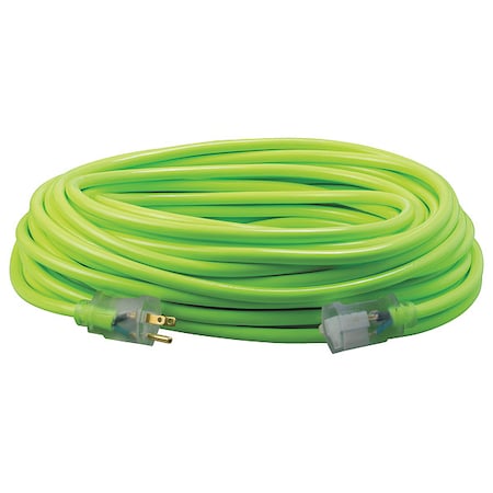 SJTW Extension Cord, 12 AWG, Outdoor, 12/3, 1 Outlets, 5-15R, Green, PVC, 5-15P, 100 ft