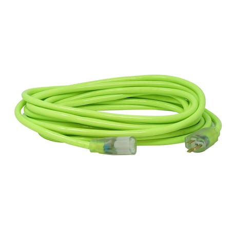 SJTW Extension Cord, 12 AWG, Outdoor, 12/3, 1 Outlets, 5-15R, Green, PVC, 5-15P, 25 ft