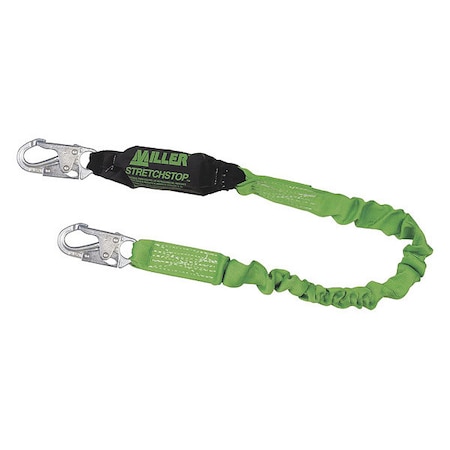 Miller Shock Absorbing Lanyard, 6 ft. Length, Snap Hook, Steel, 1 Leg(s), 310 lb. Weight Capacity