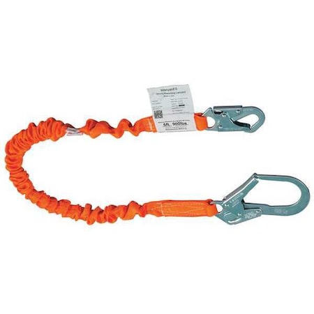 Titan(TM) Stretchable Shock Absorbing Lanyard, 6 ft. Length, Snap Hook, Steel, 1 Leg(s)