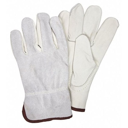 Leather Drivers Gloves, Slip-On, Keystone Thumb, Gunn Cut, Beige, S 12 PK