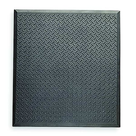 Antifatigue Mat, 2 ft. 7" L x 3 ft. W, 1/2" Thickness, Rubber, Diamond Plate, Black