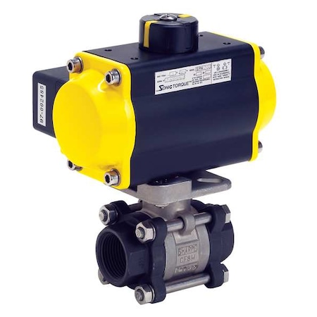 3/4" FNPT Carbon Steel Pneumatic Ball Valve Inline