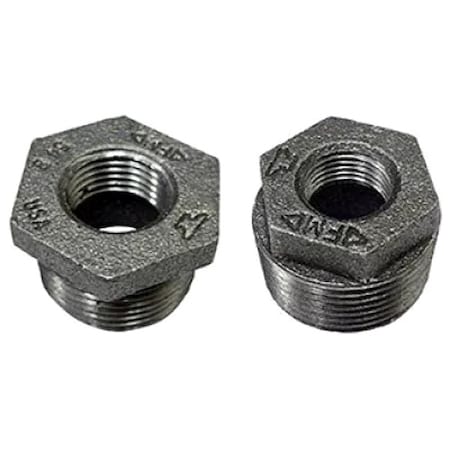 Hex Bushing Hex Bushing, 1/2" x 1/4" Pipe, FNPT x MNPT, Malleable Iron, Class 300