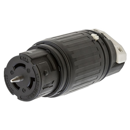 Locking Connector, Non-NEMA, 50 A, 125V AC, Single Phase, 2 Pole, Screw Terminals, Black, White