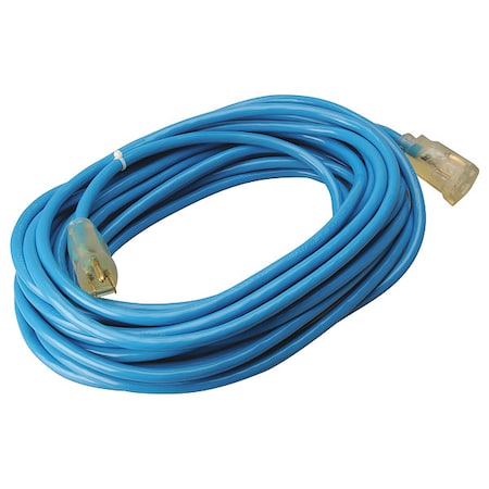 SJTW Extension Cord, 14 AWG, Outdoor, 14/3, 1 Outlets, 5-15R, Blue, PVC, 5-15P, 50 ft