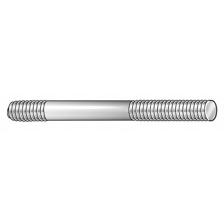 Double-End Threaded Stud, 3/8"-16 Thread to 3/8"-16 Thread, 3 in, Steel, Black Oxide, 2 PK