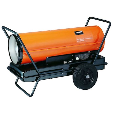 Portable Oil and Kerosene Torpedo Heater, 400,000 BtuH, 1,400 cfm, 8,500 sq ft Heat Area 29 gal