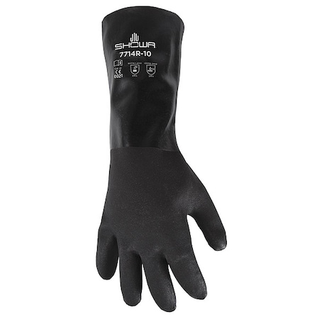 7714R Chemical Resistant Gloves, PVC, 14 in L, 18 mil, Black, L, 1 PR