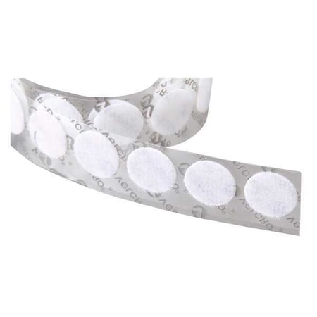 Reclosable Fastener, Disc, Acrylic Adhesive, 3/4 in, White, 1028 PK