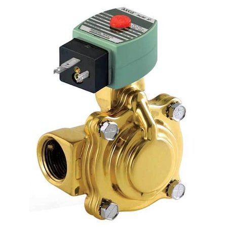 Solenoid Valve, 2-Way, 2-Position, Normally Closed, 1 in Pipe Size, 120V AC, High Flow, Brass, NBR