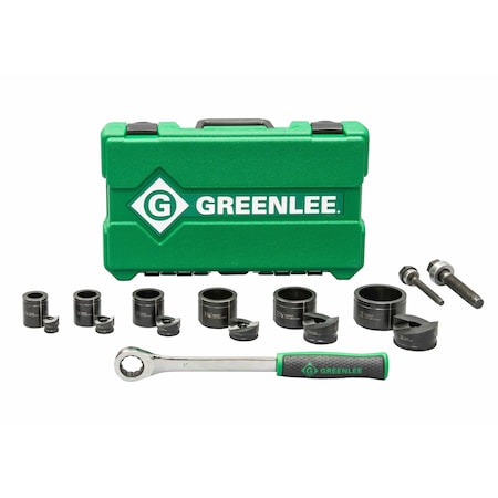 Slug-Buster Knockout Punch Kit w/ Hex Ratchet Wrench, 1/2" - 2" Conduit Size, Up to 10 ga Mild Steel