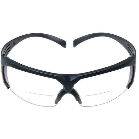 SecureFit(TM) 600 Reader Safety Glasses, Gray Wraparound Frame, 2.0 Diopter, Clear Lens, Universal