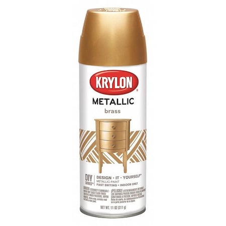 Spray Paint, Brass Metallic, Metallic, Solvent, 11 oz