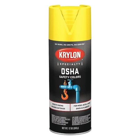 Spray Paint, Safety Yellow, Gloss, Solvent, 12 oz