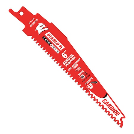 6 in x 6/9 TPI Reciprocating Saw Blade, 1 PK