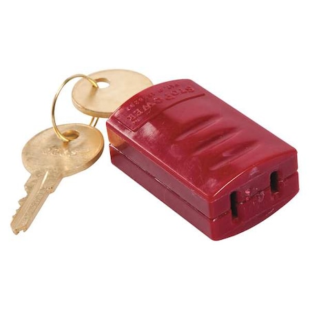 Power Cord Lockout, Red, Brass, 0 Max. No. of Padlocks, 9/16 in Max. Shackle Dia.